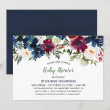 Wasserfarbe Burgundy Navy Blume Kinderdusche