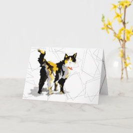 Wasserfarbe Calico Kat Geometrische Formen Karte
