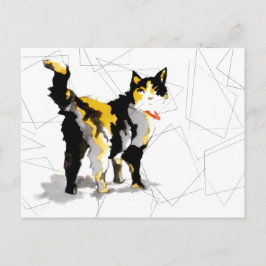 Wasserfarbe Calico Kat Geometrische Formen Postkarte