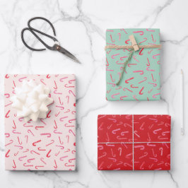 Wasserfarbe Candy Cane Weihnachten Geschenkpapier Set