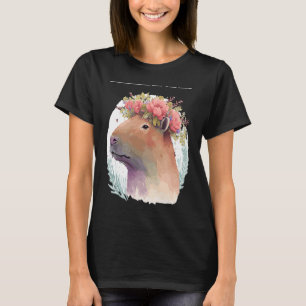 Wasserfarbe Capybara Blume Nagetier Tier T-Shirt