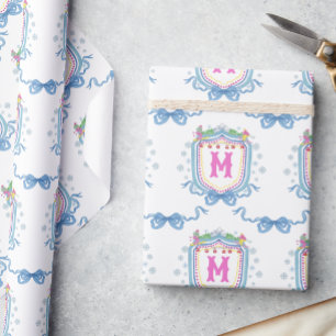 Wasserfarbe Chic Ski Monogramm Wappen Geschenkpapier