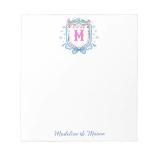 Wasserfarbe Chic Ski Monogramm Wappen Notizblock