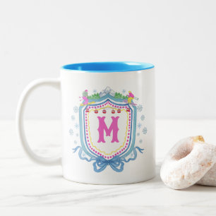 Wasserfarbe Chic Ski Monogramm Wappen Zweifarbige Tasse
