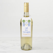 Wasserfarbe Chinoiserie Citrus Topiary Monogram