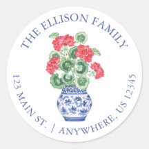 Wasserfarbe Chinoiserie Vase Red Geranians Adresse