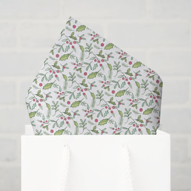 Wasserfarbe Chinoiserie Weihnachten Mistletoe Seidenpapier (Geschenktüte)
