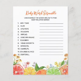 Wasserfarbe Citrus Baby Dusche Word Scramble Spiel
