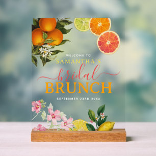 Wasserfarbe Citrus Bridal Brunch Brautparty Acrylschild