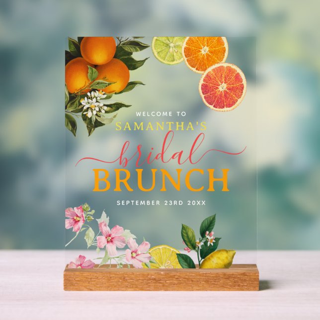Wasserfarbe Citrus Bridal Brunch Brautparty Acrylschild (Neutral)