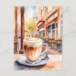 Wasserfarbe, Coffe Latte, Postüberquerung Postkarte