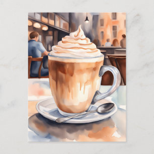 Wasserfarbe, Coffe Latte, Postüberquerung Postkarte