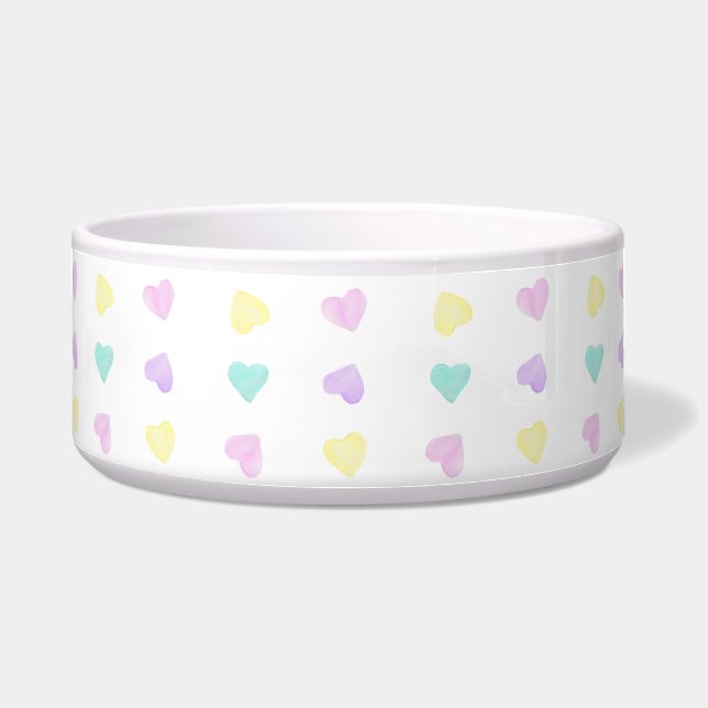 Wasserfarbe Convo Herzmuster Muster Pet Bowl Napf (Vorderseite)