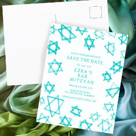 Wasserfarbe Cool Aqua Star von David Bar Bat Mitzv Ankündigungspostkarte