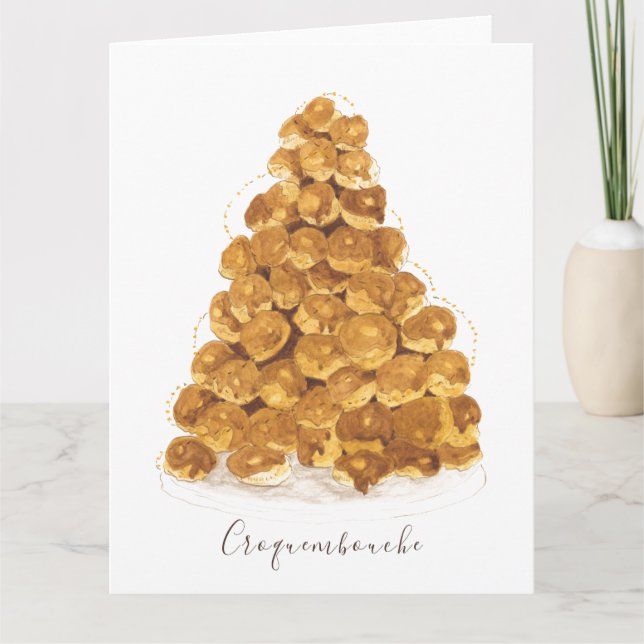 Wasserfarbe Croquembouche Karte (Vorderseite)