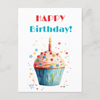 Wasserfarbe Cupcake Happy Birthday Feiertagspostkarte