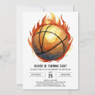 Wasserfarbe Custom Boho Basketball Geburtstag Einladung