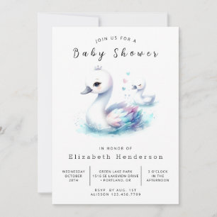 Wasserfarbe Custom Swan Baby Dusche Einladung
