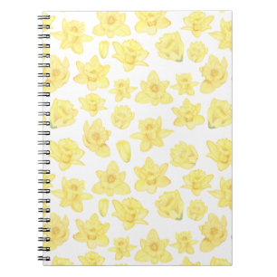 Wasserfarbe Daffodil Ditzy Floral Gemustert Notizblock