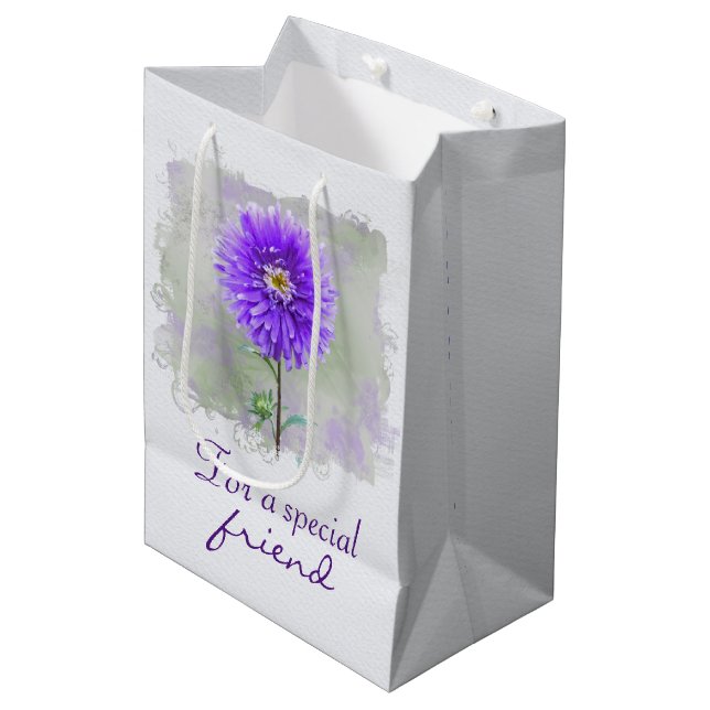Wasserfarbe Dahlia für Freunde Mittlere Geschenktüte (Vorderseite Schrägansicht)