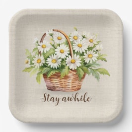 Wasserfarbe Daisy Bouquet im Korb Pappteller