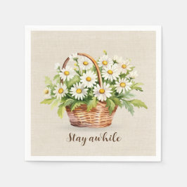 Wasserfarbe Daisy Bouquet im Korb Serviette