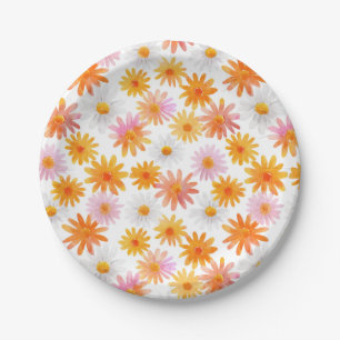 Wasserfarbe Daisy Muster Pastel Babydusche Pappteller