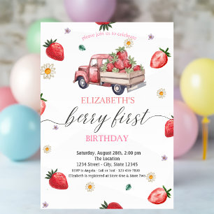 Wasserfarbe Daisy Strawberry Truck Kinderdusche Einladung