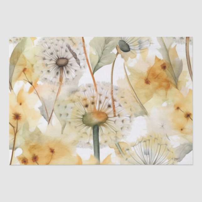 WASSERFARBE DANDELIONEN - UMGEBUNG DER FLORALEN DE SEIDENPAPIER (Vorderseite)