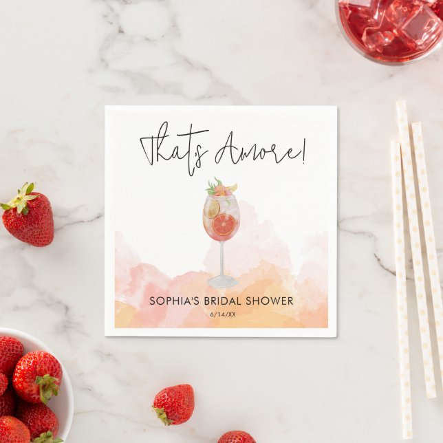 Wasserfarbe, das ist Amore Spritz Brautparty Serviette (Beispiel)