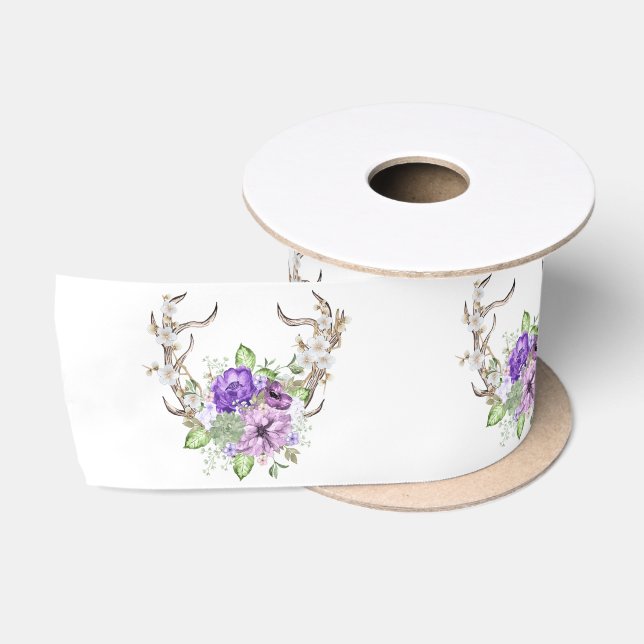 Wasserfarbe Deer Antler Bouquet Satinband (Spule)