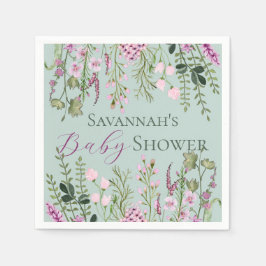 Wasserfarbe Delikate Wildblumen Blumenspülung Serviette