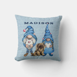 Wasserfarbe Denim Gnomes Kissen