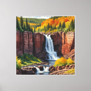Wasserfarbe der Gooseberry Falls Leinwanddruck
