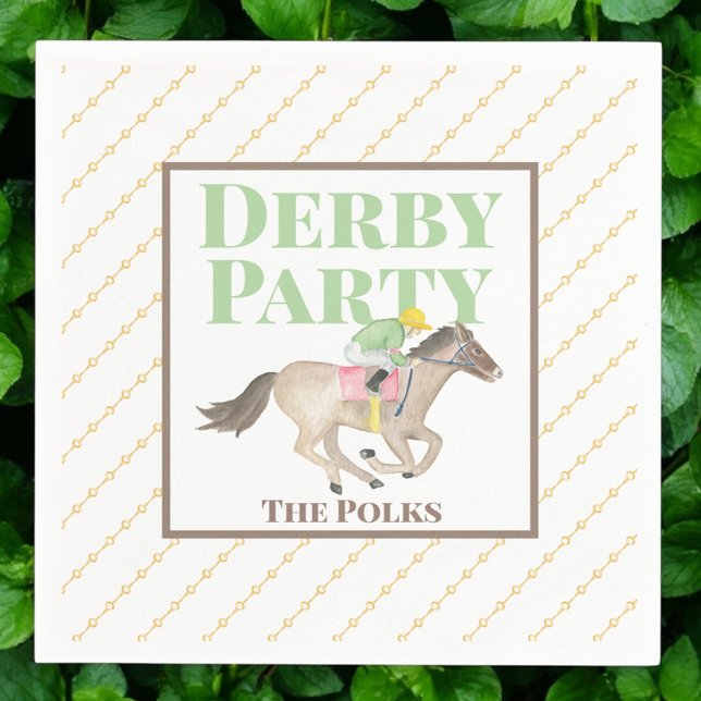 Wasserfarbe Derby Party Jockey Race Custom Serviette (Von Creator hochgeladen)