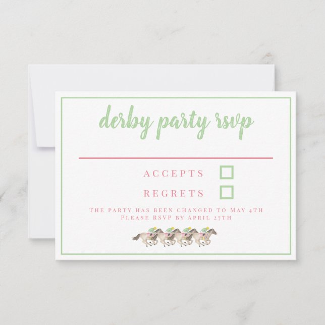 Wasserfarbe Derby Party Jockeys Racing RSVP Karte (Vorderseite)