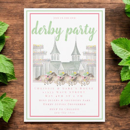 Wasserfarbe Derby Party Racing Gebäude Einladung