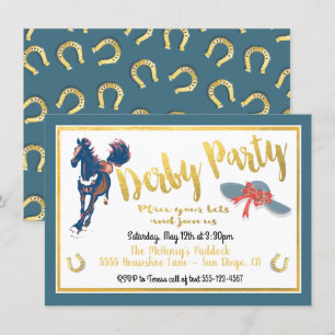Wasserfarbe Derby Racing Party Einladung
