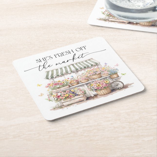 Wasserfarbe des Brautparty frisch Rechteckiger Pappuntersetzer (angewinkelt)