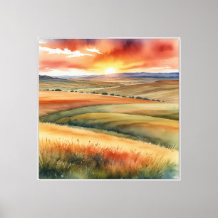 Wasserfarbe des Fort Pierre National Grassland Leinwanddruck