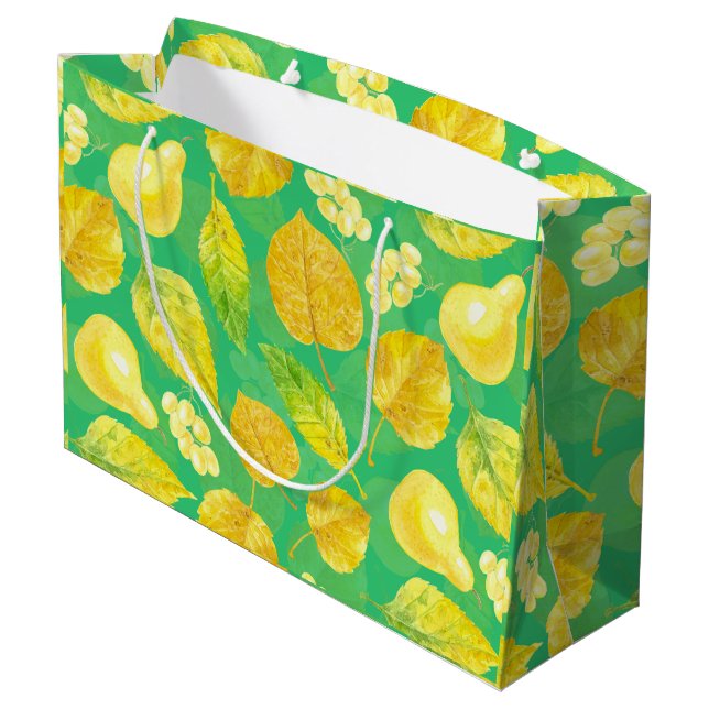 Wasserfarbe des Herbstes Große Geschenktüte (Rückseite Schrägansicht)