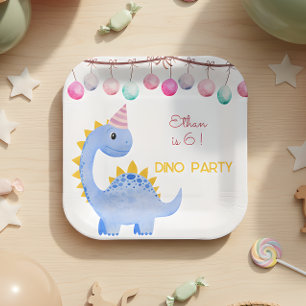 Wasserfarbe Dino Party Kindergeburtstag Pappteller
