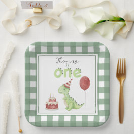 Wasserfarbe Dinosaurier 1. Geburtstag Pappteller
