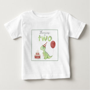 Wasserfarbe Dinosaurier 2. Geburtstag Baby T-shirt