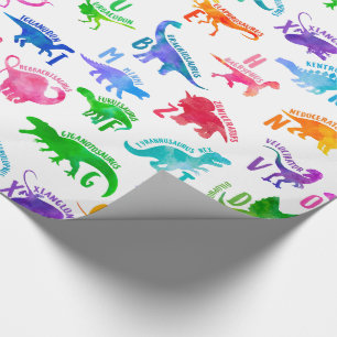 Wasserfarbe Dinosaurier Alphabet Farbenfroh Dino K Geschenkpapier