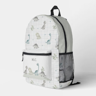 Wasserfarbe-Dinosaurier-Gingham-Karo-Personalisier Bedruckter Rucksack