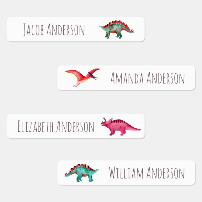 Wasserfarbe Dinosaurier Kinder Name Wasserdicht Etiketten (Gruppe)