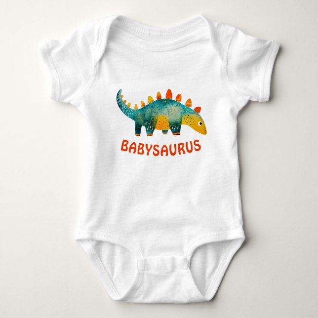 Wasserfarbe Dinosaurier Niedlich & Funny Babysauru Baby Strampler (Vorderseite)