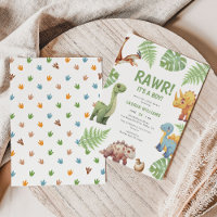 Wasserfarbe Dinosaurier Rawr sein Baby-Dusche