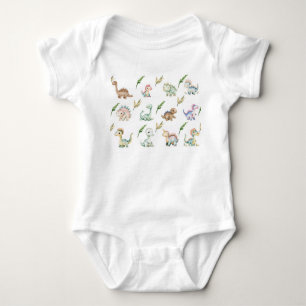 Wasserfarbe-Dinosaurier-T-Shirt Baby Strampler